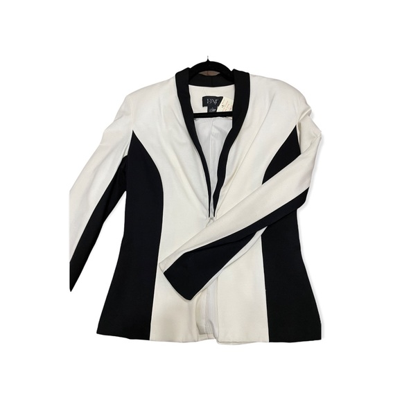 Donna Moore black & white Vero Modo jacket/topper rayon nylon spandex colorblock - Picture 3 of 5